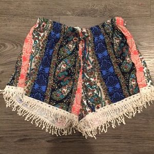 Colorful Paisley print flowy high waisted shorts
